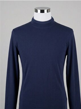 Hart Schaffner Marx Navy Blue Long Sleeve Mock Neck Shirt - Medium